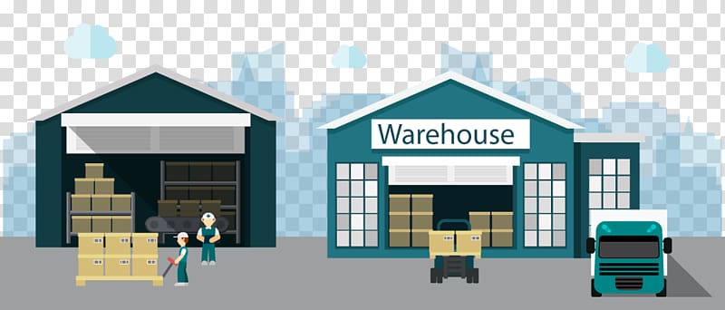 Green warehouse illustration.