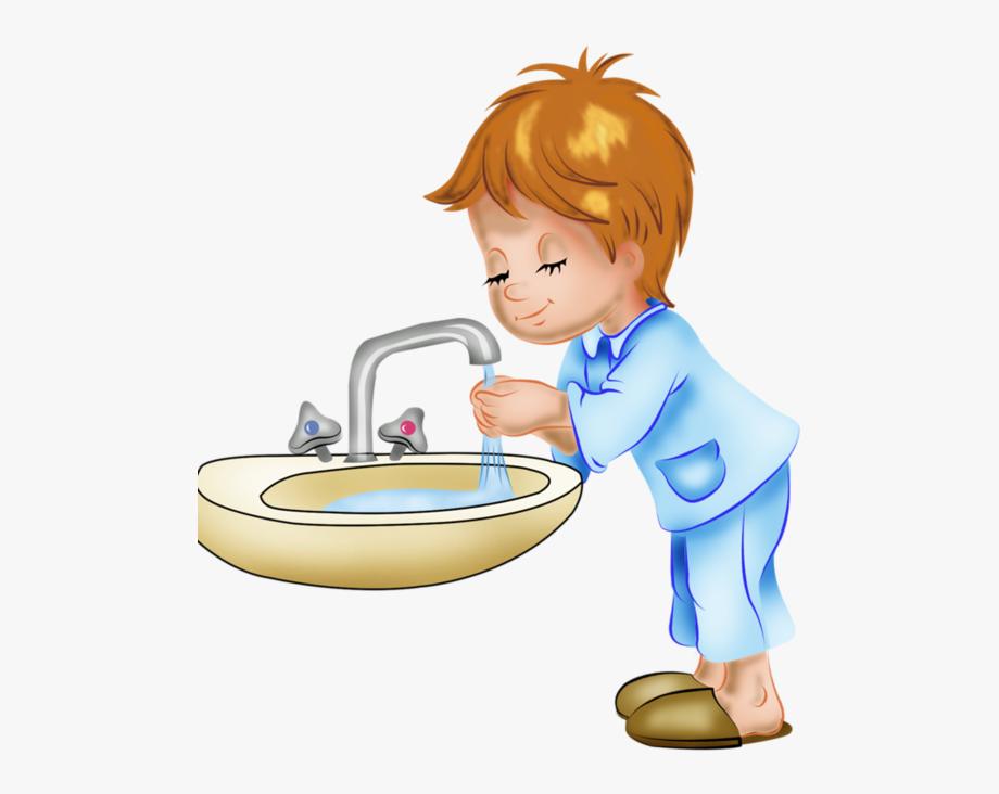 Cartoon washing hands.