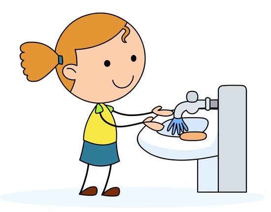 Kids washing hands clipart