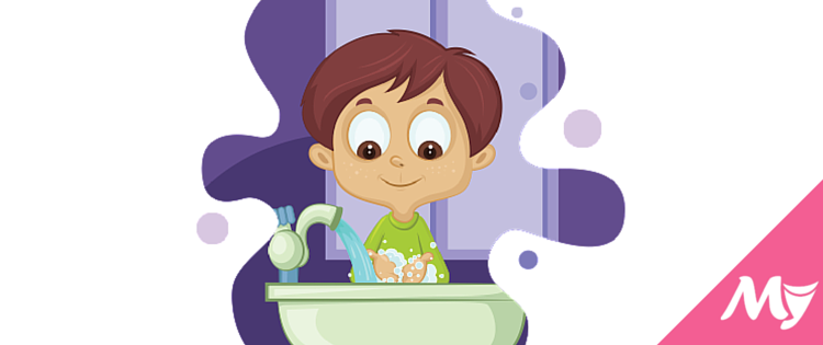 Little Boy Clipart washing hand