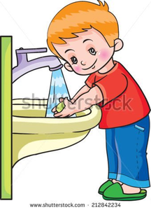 Children washing hands.