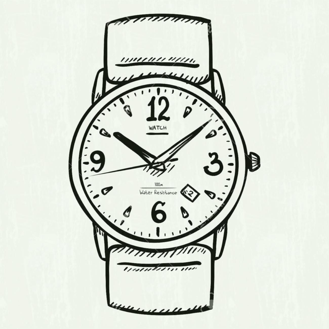Wrist watch clipart black and white