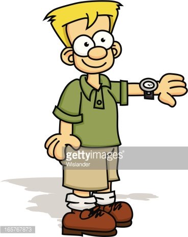 Boy with Watch Clipart Image