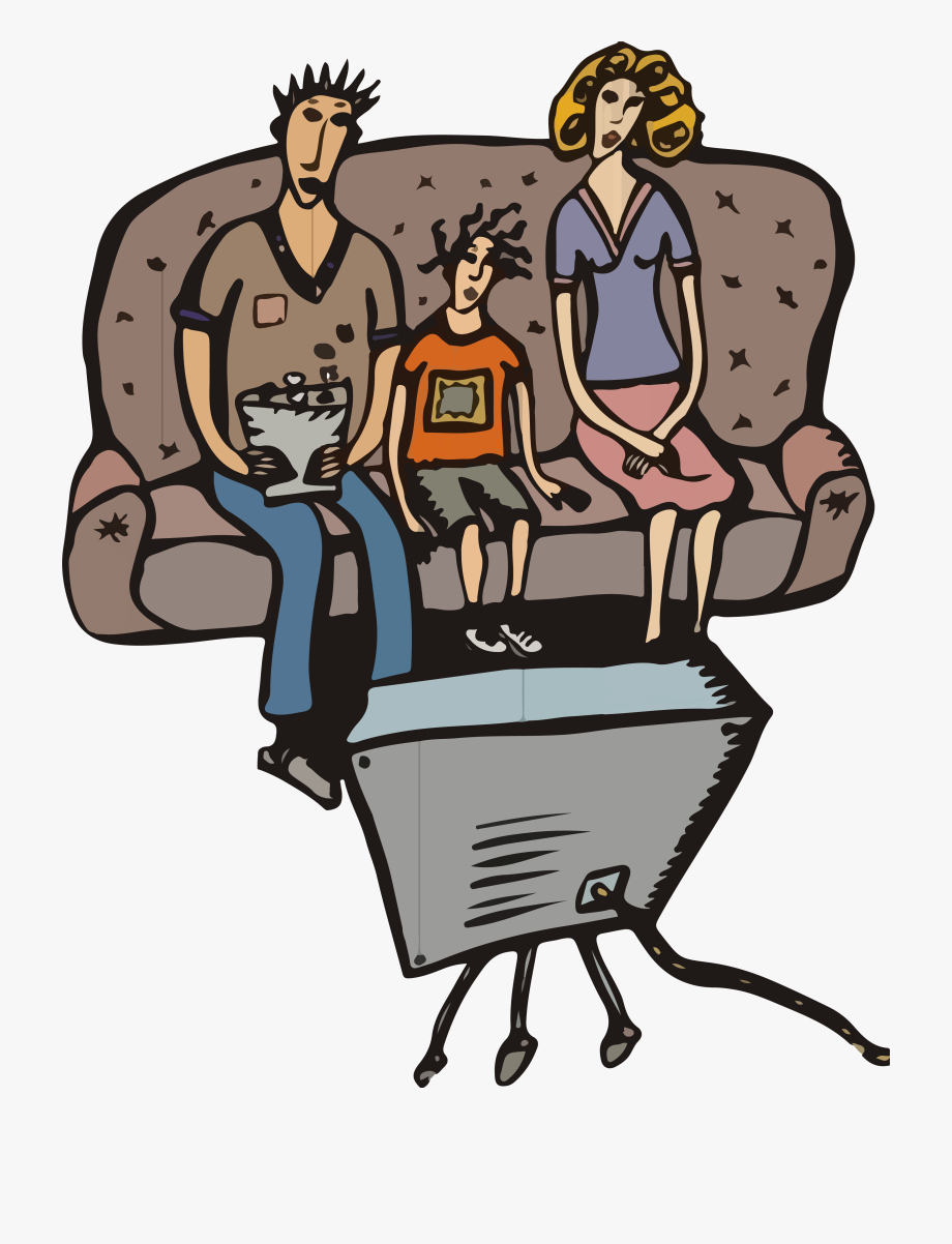 Family Watching Tv Clipart