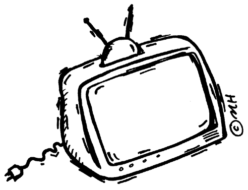 Watching Tv Clipart Black And White