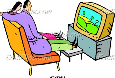 Woman Watching Tv Clipart