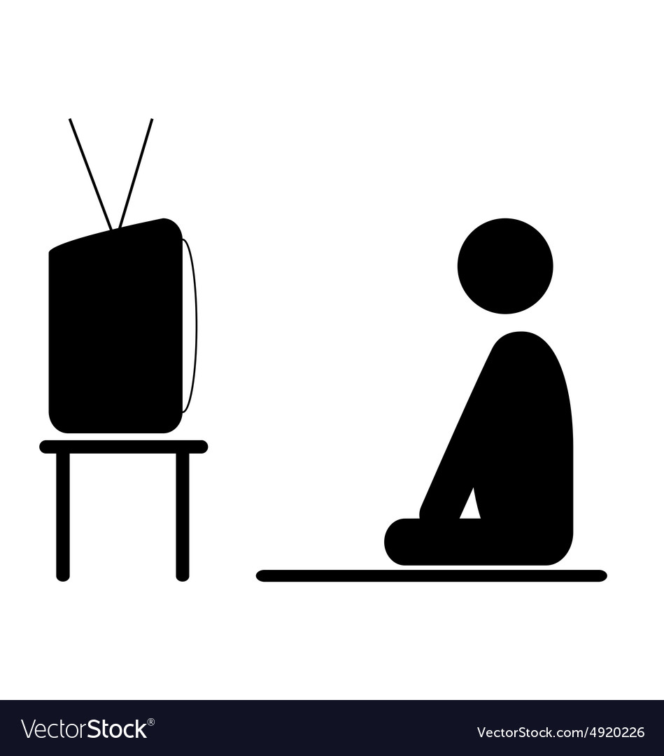 Watch TV program man pictogram flat icon isolated