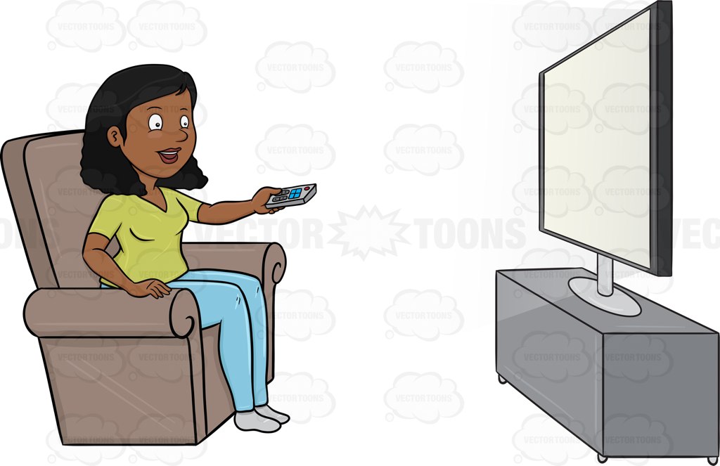 Girl Watching Tv Clipart