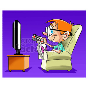 Image of boy watching tv nino con control remoto clipart