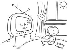 Family Watching Tv Clipart Black And White