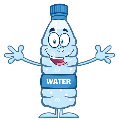 Water Bottle With Open Arms Clipart Image