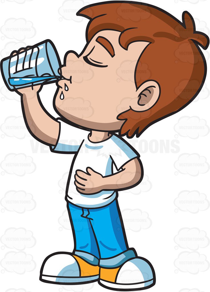 Kid drinking water.