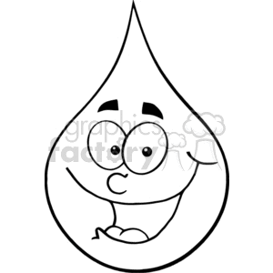 Black and white outline of a water drop clipart