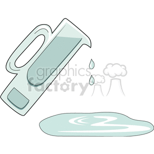 Pitcher of water pouring into a puddle clipart