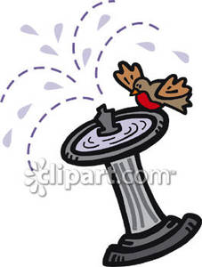A Bird Sitting on a Water Fountain Royalty Free Clipart Picture