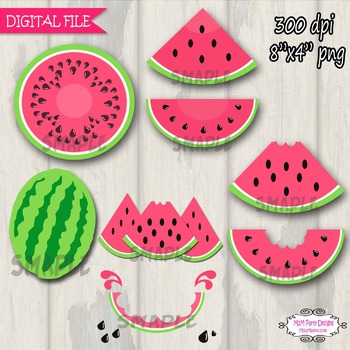 Watermelon Clipart, Digital Clip art Pink Watermelon PU