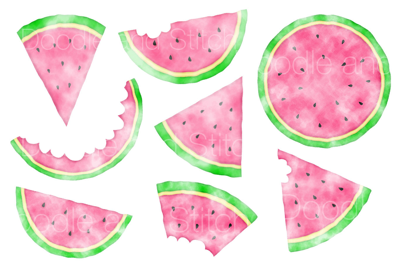 Watercolour Watermelon Clipart Set By Doodle Art