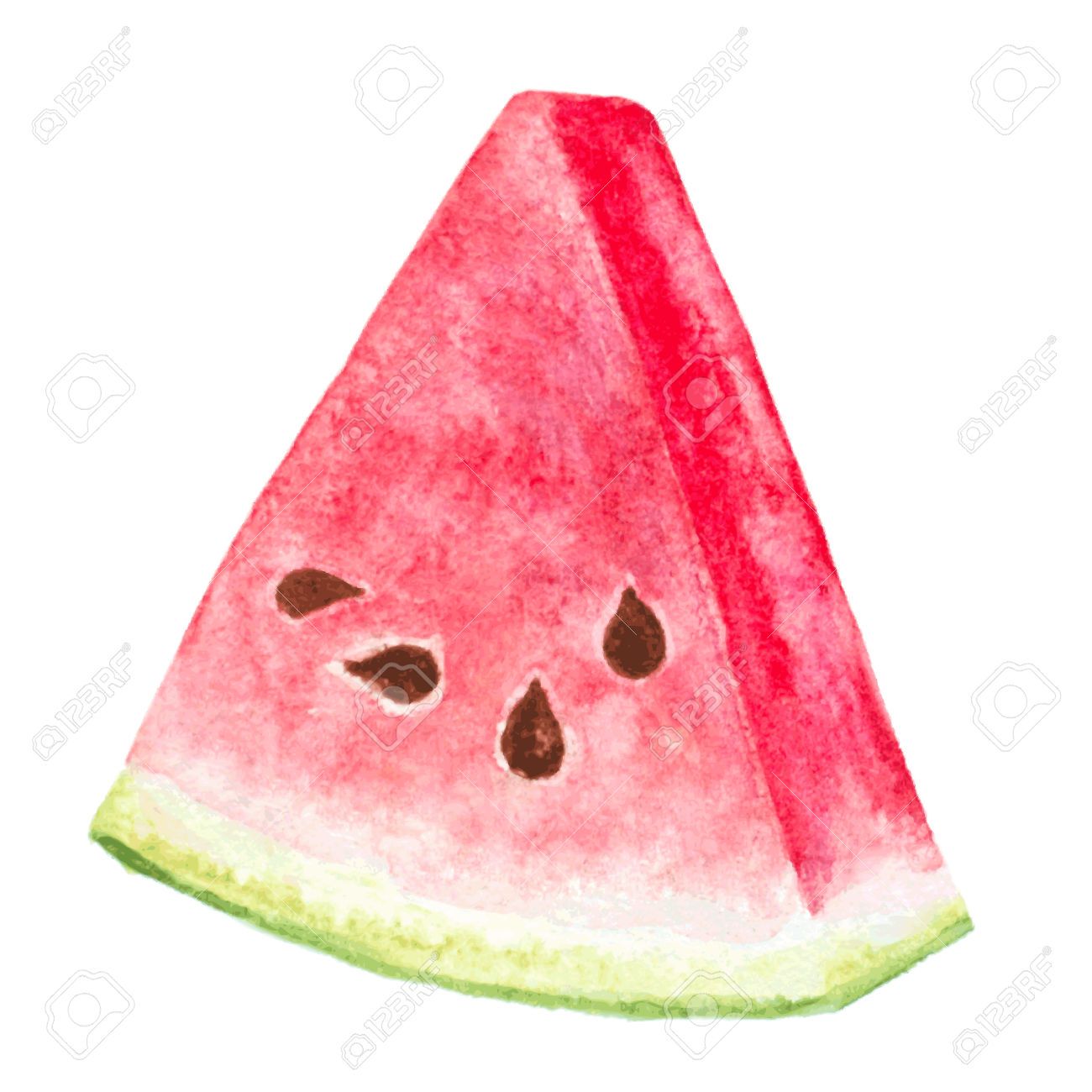 Watercolor Hand Drawn Watermelon Piece On White Royalty Free