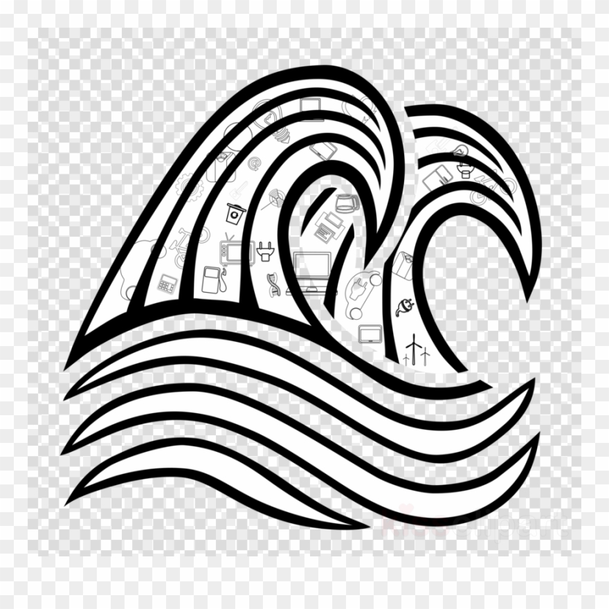 Download Png Of Black And White Waves Clipart Black