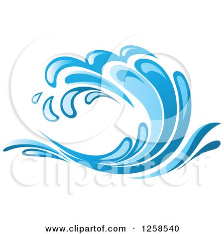 Clipart of a Blue Ocean Surf Wave