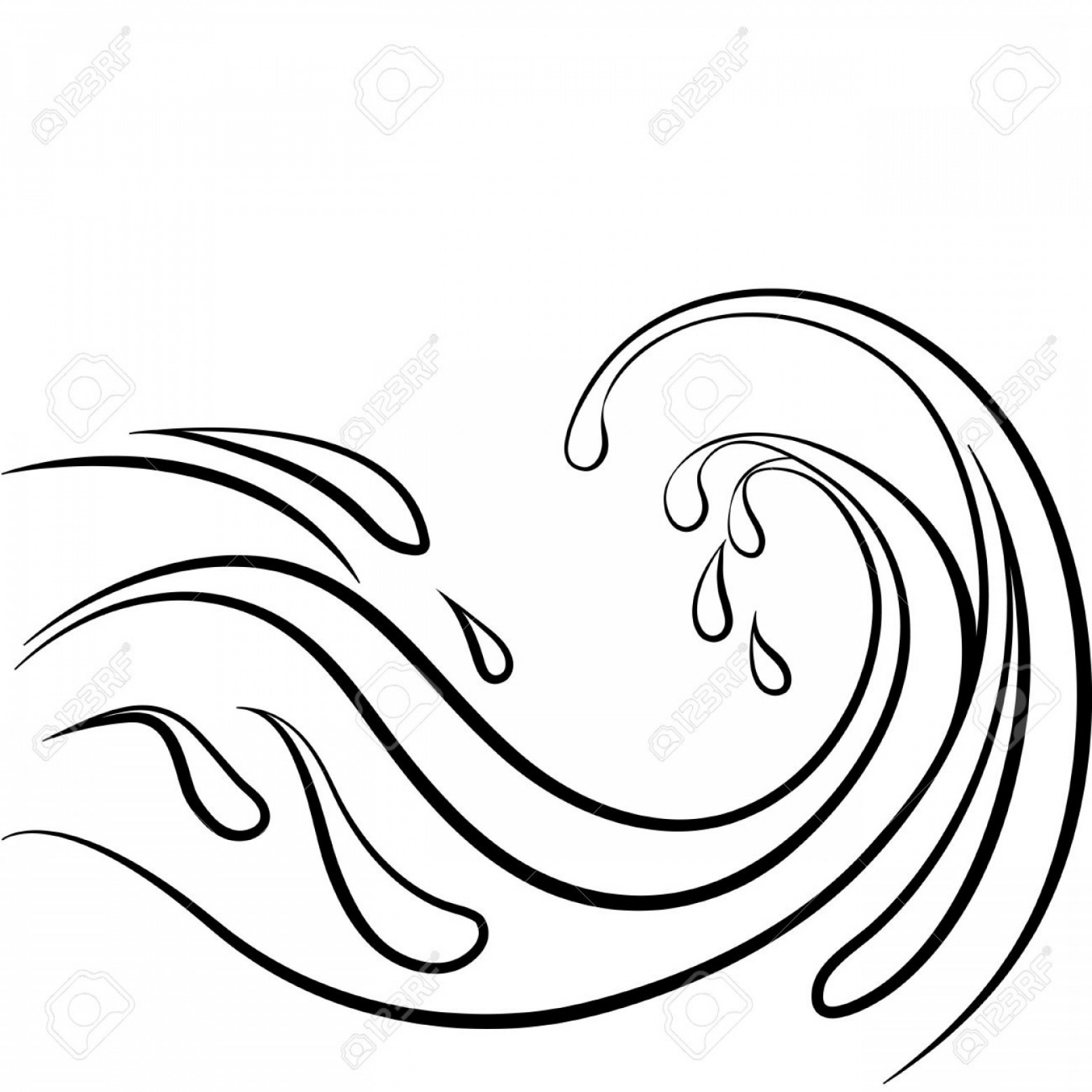 Photostock Vector Storm Water Wave Black Outline On White