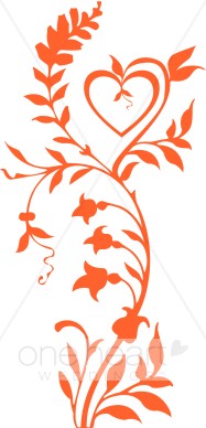 Orange Vine with Heart and Blossoms Border
