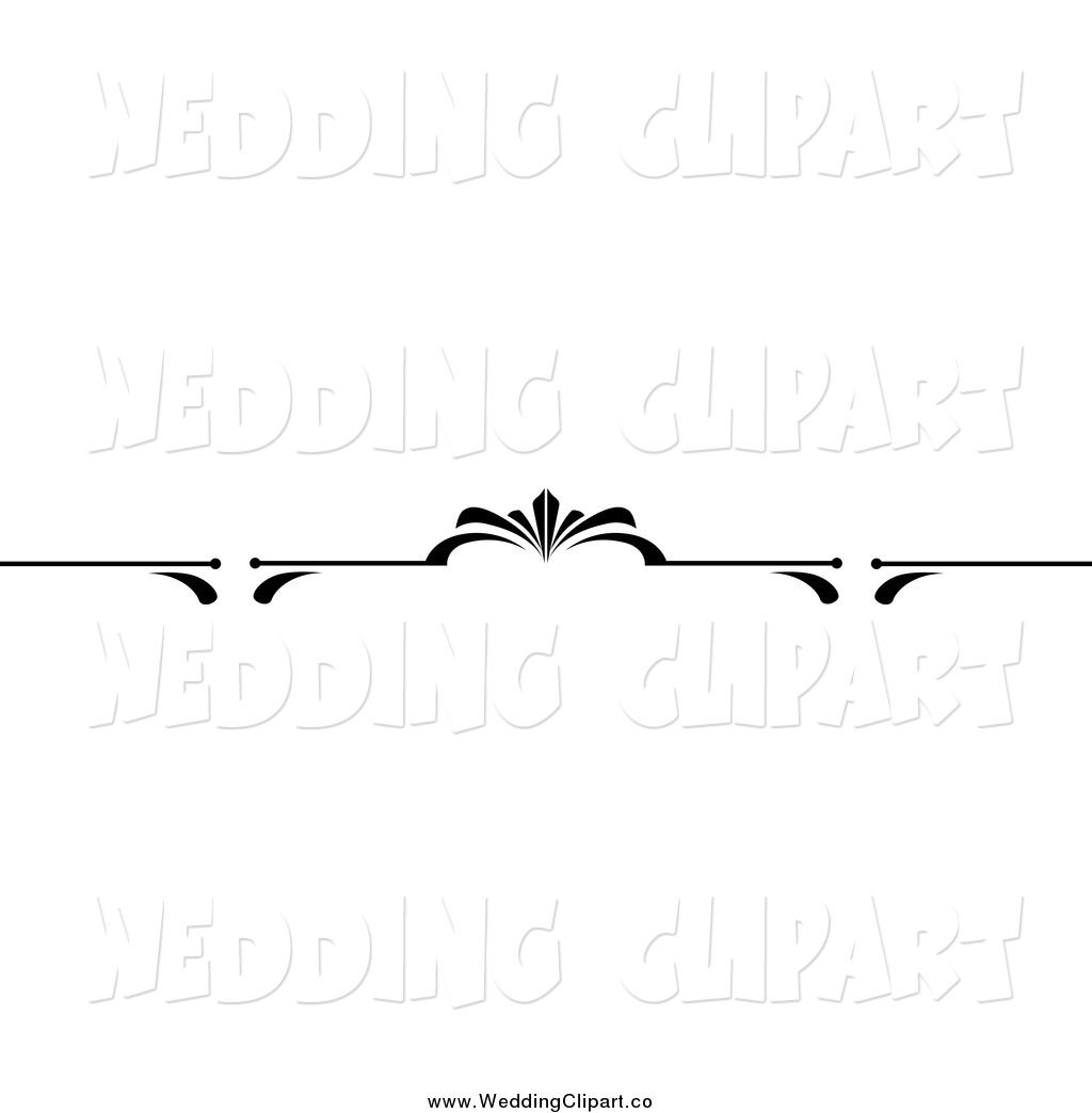 Vector Marriage Clipart of a Black and White Wedding Page