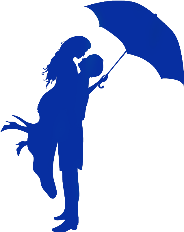 Blue couple silhouette.