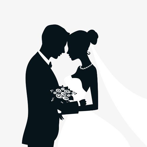 Silhouette Marriage, Marriage Clipart, Black, Sketch PNG