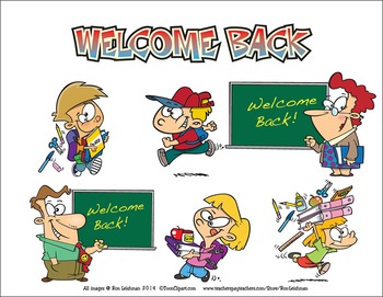 Welcome Back to School Cartoon Clipart Sampler