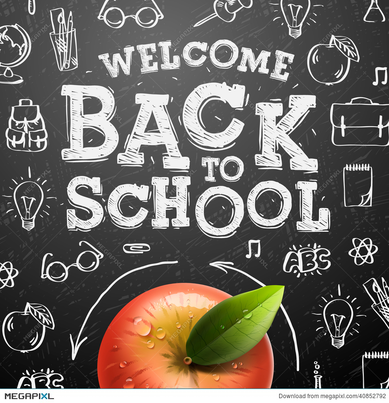 Welcome Back To School Background With Red Apple