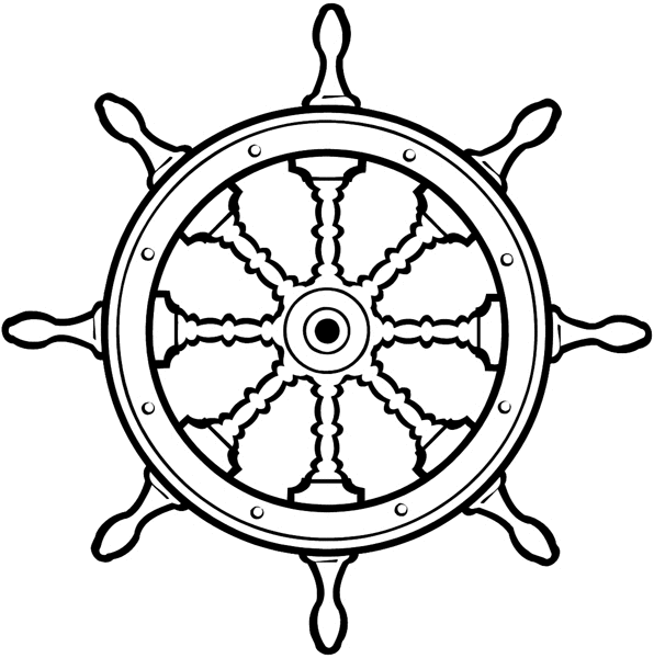 Boat steering wheel black and white