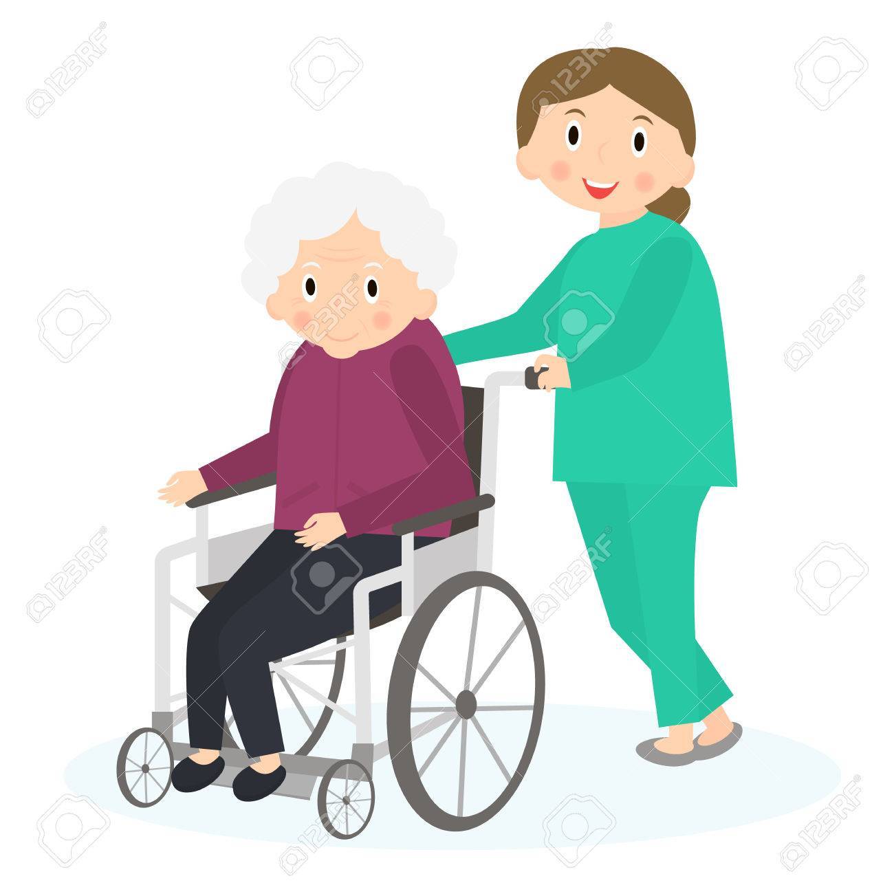 Disabled old woman