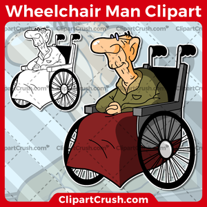 Cartoon Old Cartoon Man in a Wheelchair Clipart
