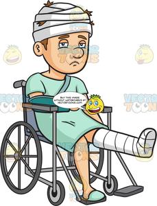 A Sad Injured Man In A Wheelchair