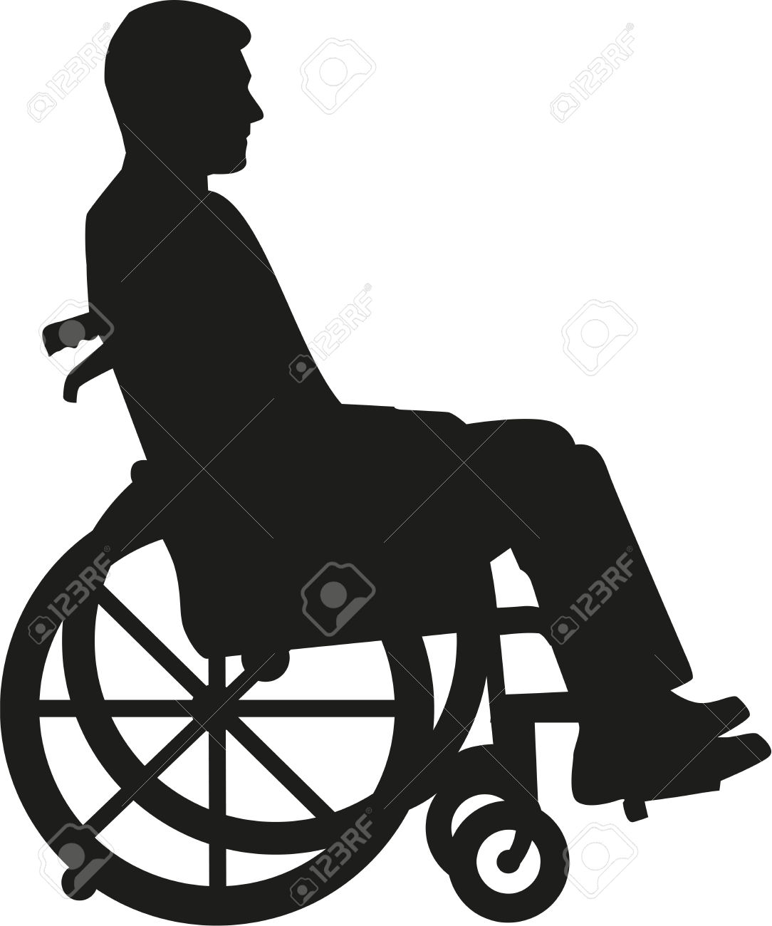 Silhouette man wheelchair.