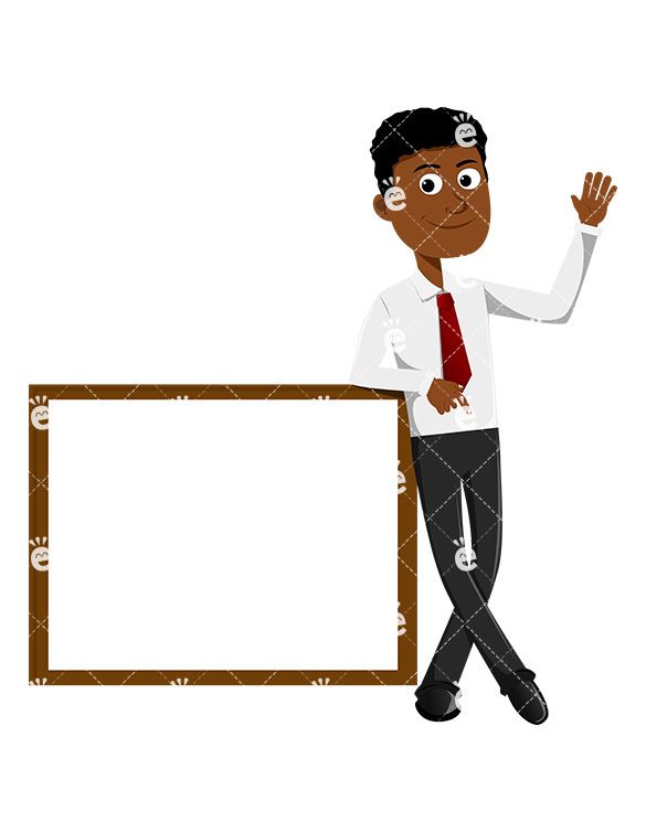 A Black Businessman Leaning Against A Blank Whiteboard
