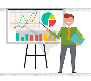 Businessman Standing at Interactive Whiteboard