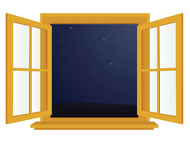 Open window at night clipart