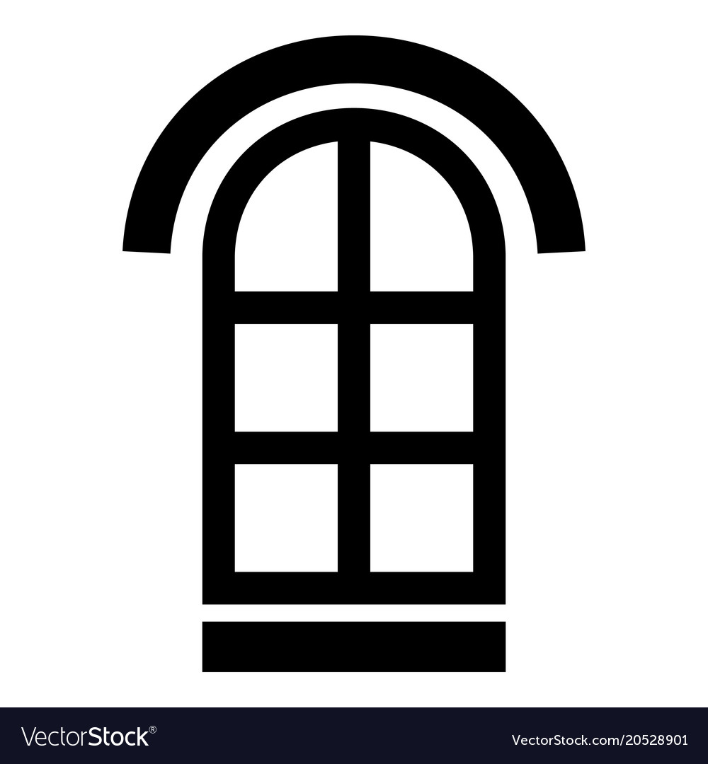 Semicircular window frame icon simple black style