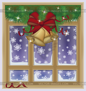Winter Christmas snow window, vector illustration