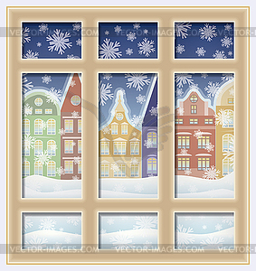Frosted winter window, vector illustration
