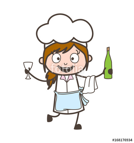Cartoon joyful waitress.