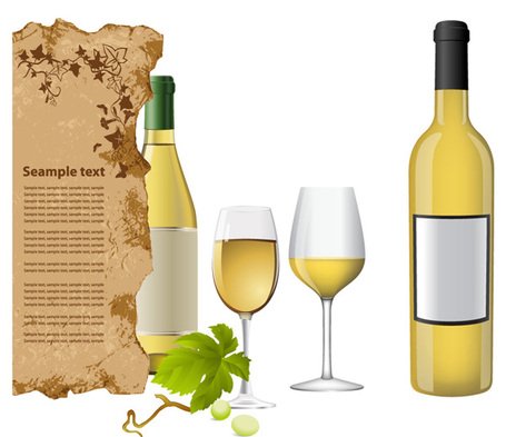 Free White wine bottle and glassess Clipart and Vector