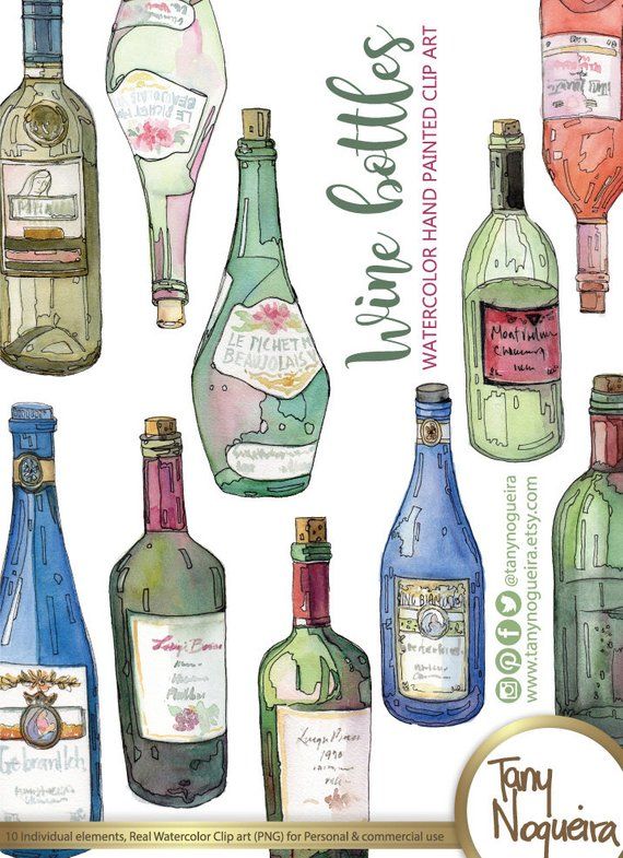 Wine Bottles, Glass Bottles, colored clip art images