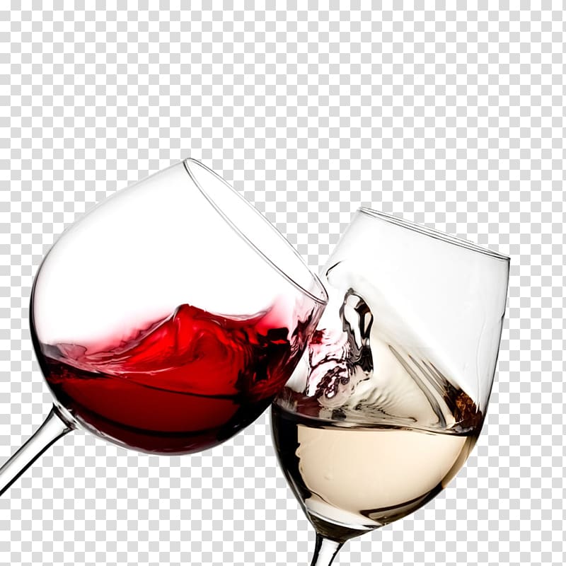 Red and white wine glasses with wines illustrations, White