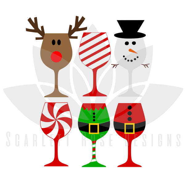 Christmas Wine Glasses SVG