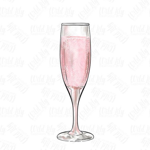 CHAMPAGNE GLASS CLIPART, pink champagne glass clip art
