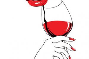 Woman drinking wine clipart