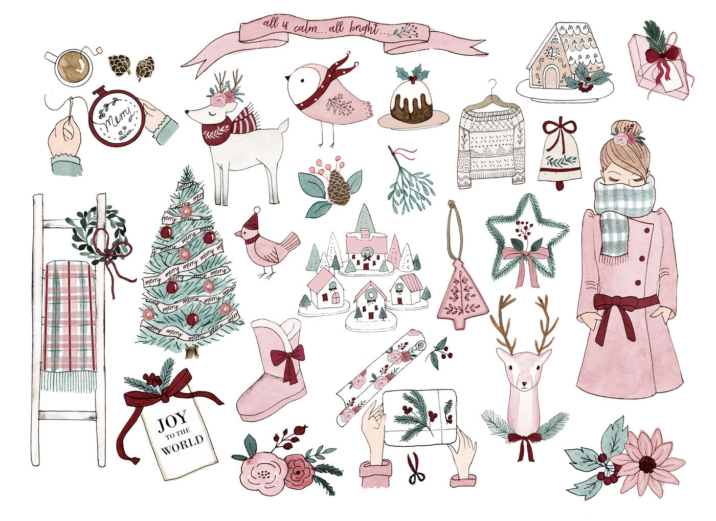 Pink winter clipart.